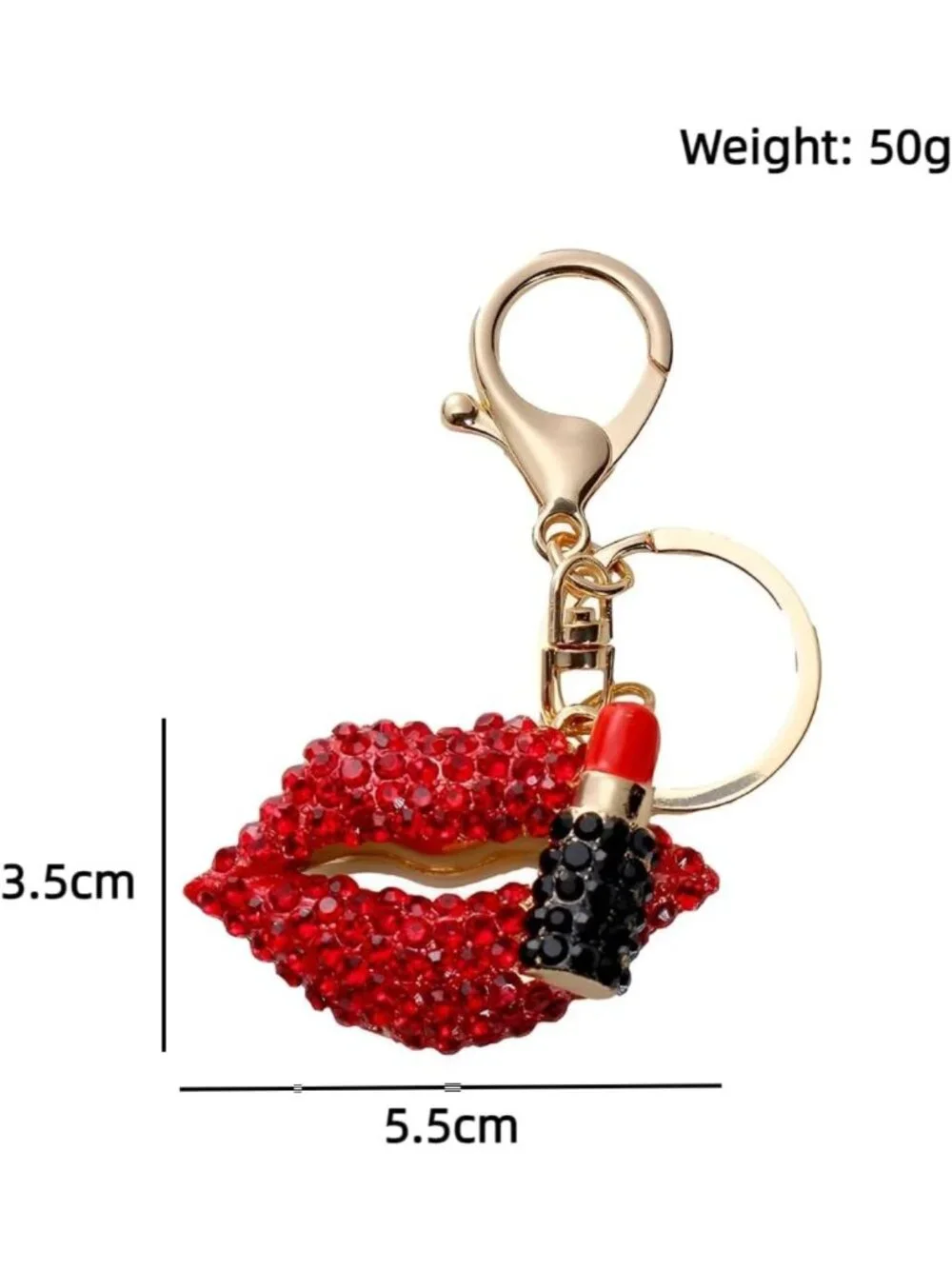 Cute Red Lips Keychain for Women, Sparkling Lipstick Keyring, Bohemian Accessory